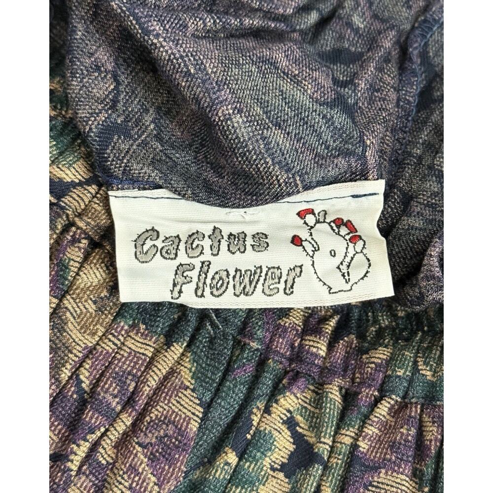 Vintage Cactus Flower Floral Tapestry Western Skirt Cottagecore Boho Midi Size S - Picture 5 of 6